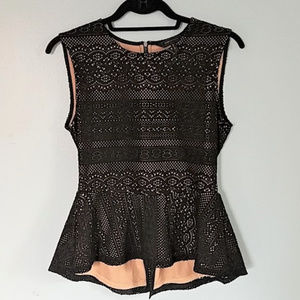 BCBG MAXAZRIA Black Lace Peplum top